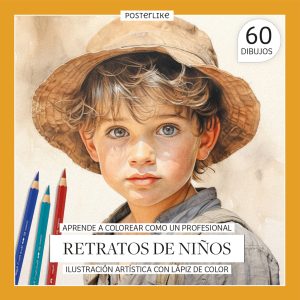 Aprende a colorear como un profesional retratos de niños. Ilustración artística con Lápiz de color