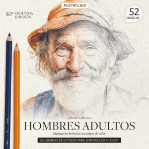 Aprende a retratar como un profesional Hombres Adultos. Ilustración artística con Lápiz de color