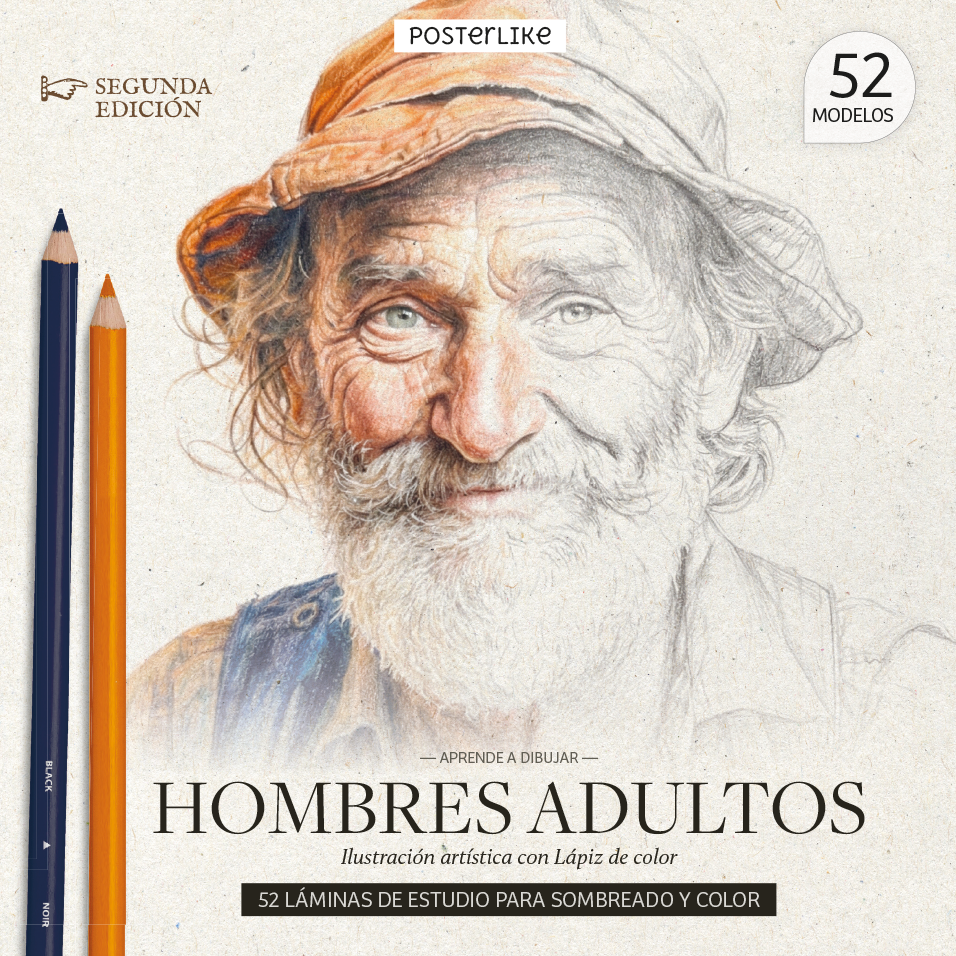 Aprende a retratar como un profesional Hombres Adultos. Ilustración artística con Lápiz de color