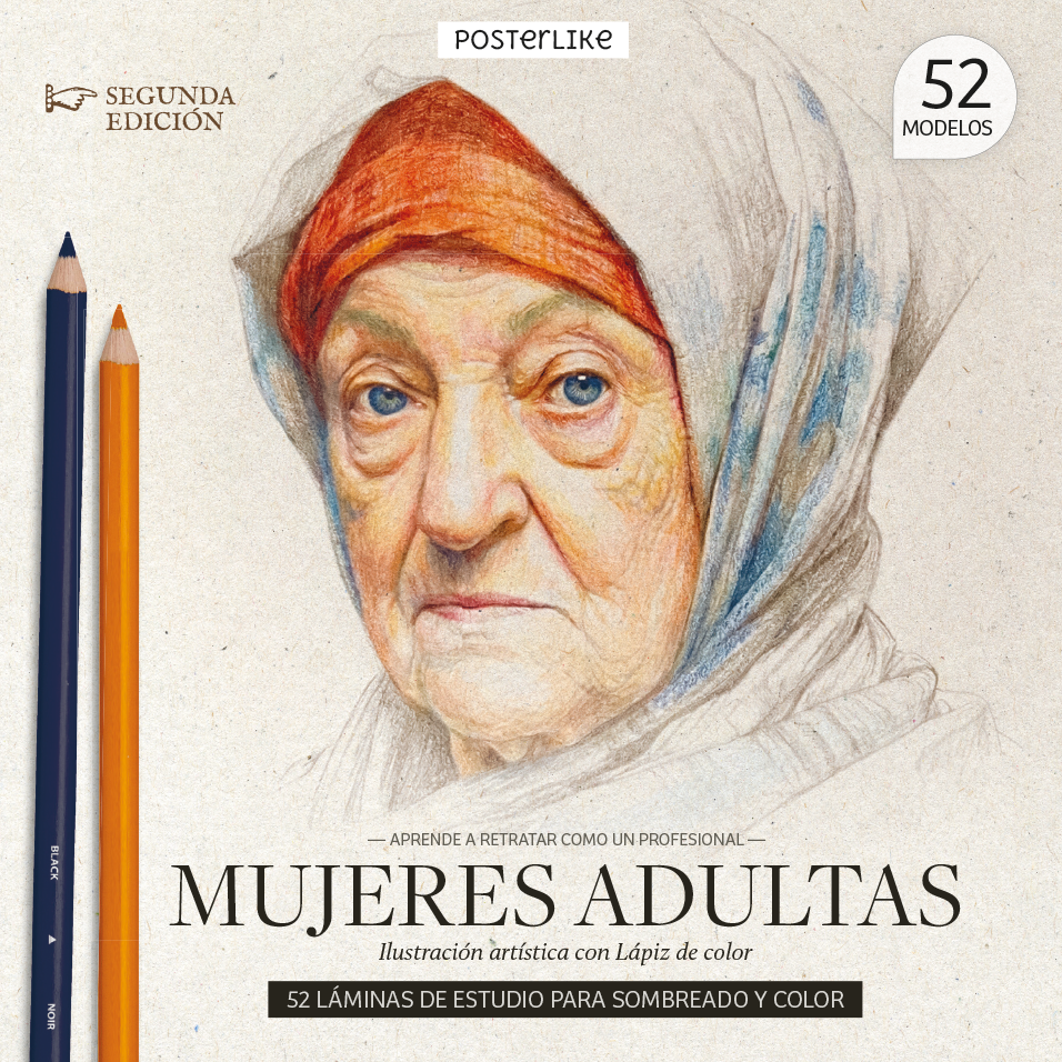 Aprende a retratar como un profesional Mujeres Adultas. Ilustración artística con Lápiz de color
