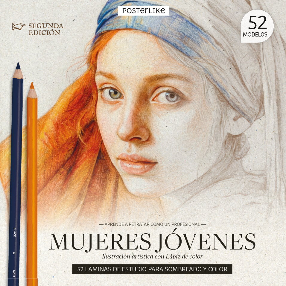 Aprende a retratar como un profesional mujeres jóvenes. Ilustración artística con Lápiz de color