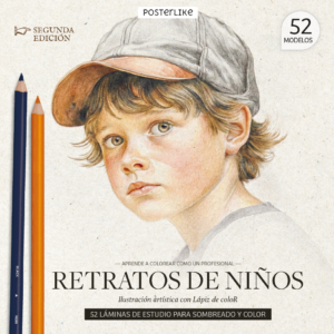 Aprende a colorear como un profesional retratos de niños. Ilustración artística con Lápiz de color