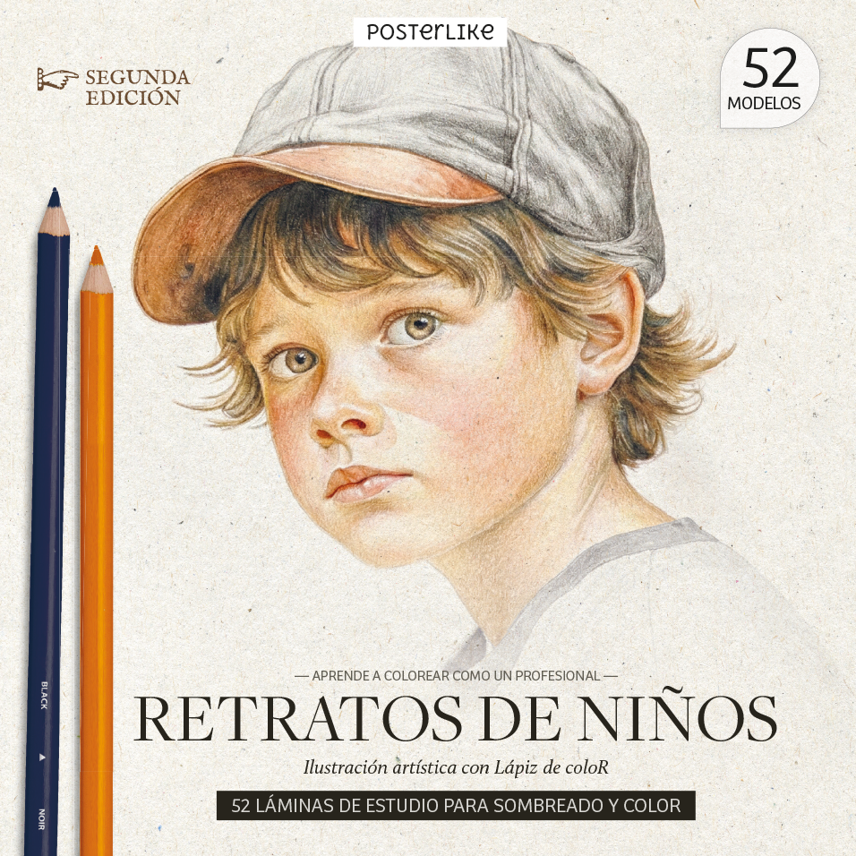 Aprende a colorear como un profesional retratos de niños. Ilustración artística con Lápiz de color