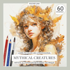 Learn how to color like a pro. Mythological beings. Artistic illustration with colored pencil and mixed media