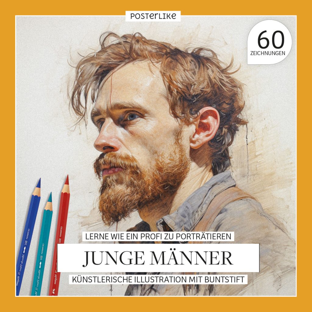Lerne, wie du dich wie ein Profi darstellen kannst. Junge Männer. Künstlerische Illustration mit Buntstift