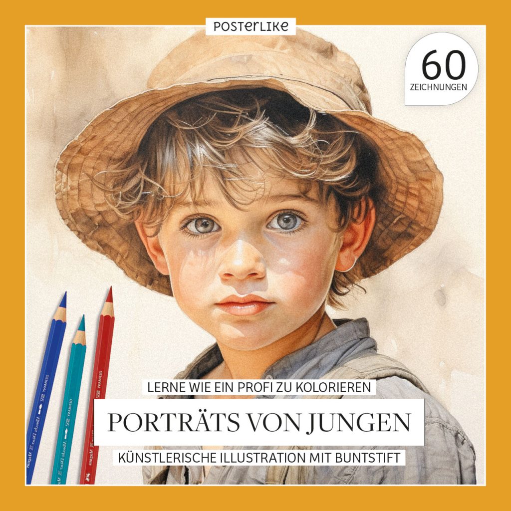 Lernen Sie, wie Sie wie ein Profi malen. Porträts von Kindern. Künstlerische Illustration mit Buntstift