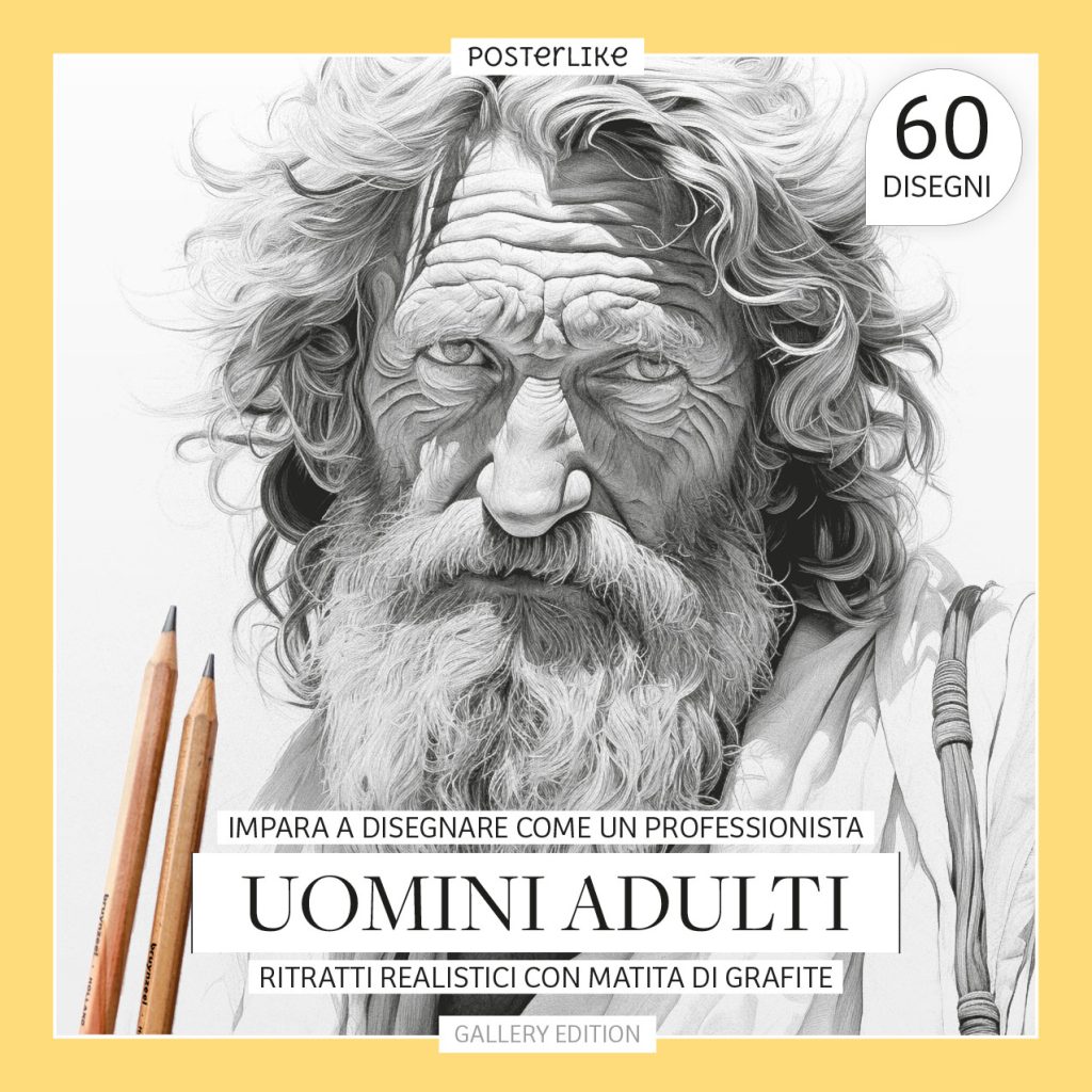 Impara a disegnare come un professionista. Uomini adulti. Ritratti realistici con matita di grafite