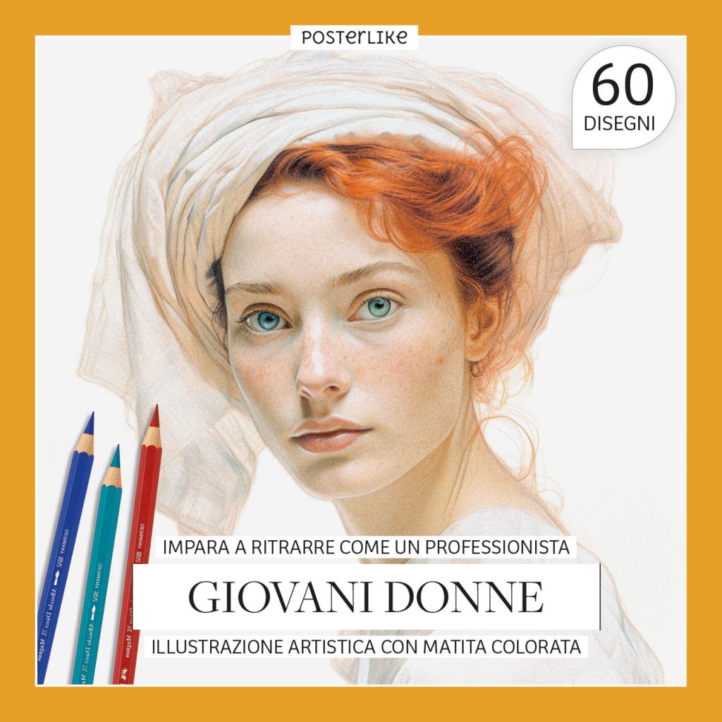Impara a ritrarre come un professionista. Giovani donne. Illustrazione artistica con matita colorata