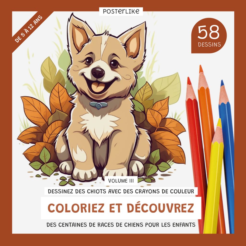 Dessinez des chiots au crayon de couleur. Coloriez et découvrez des centaines de races de chiens pour les enfants