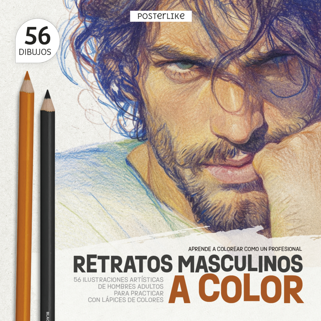 Portada del libro Retratos Masculinos a Color de la serie Colorea como un Pro.