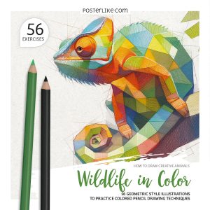 Cover of the book 'How to Draw Creative Animals: Wildlife in Color' by Posterlike Editions.