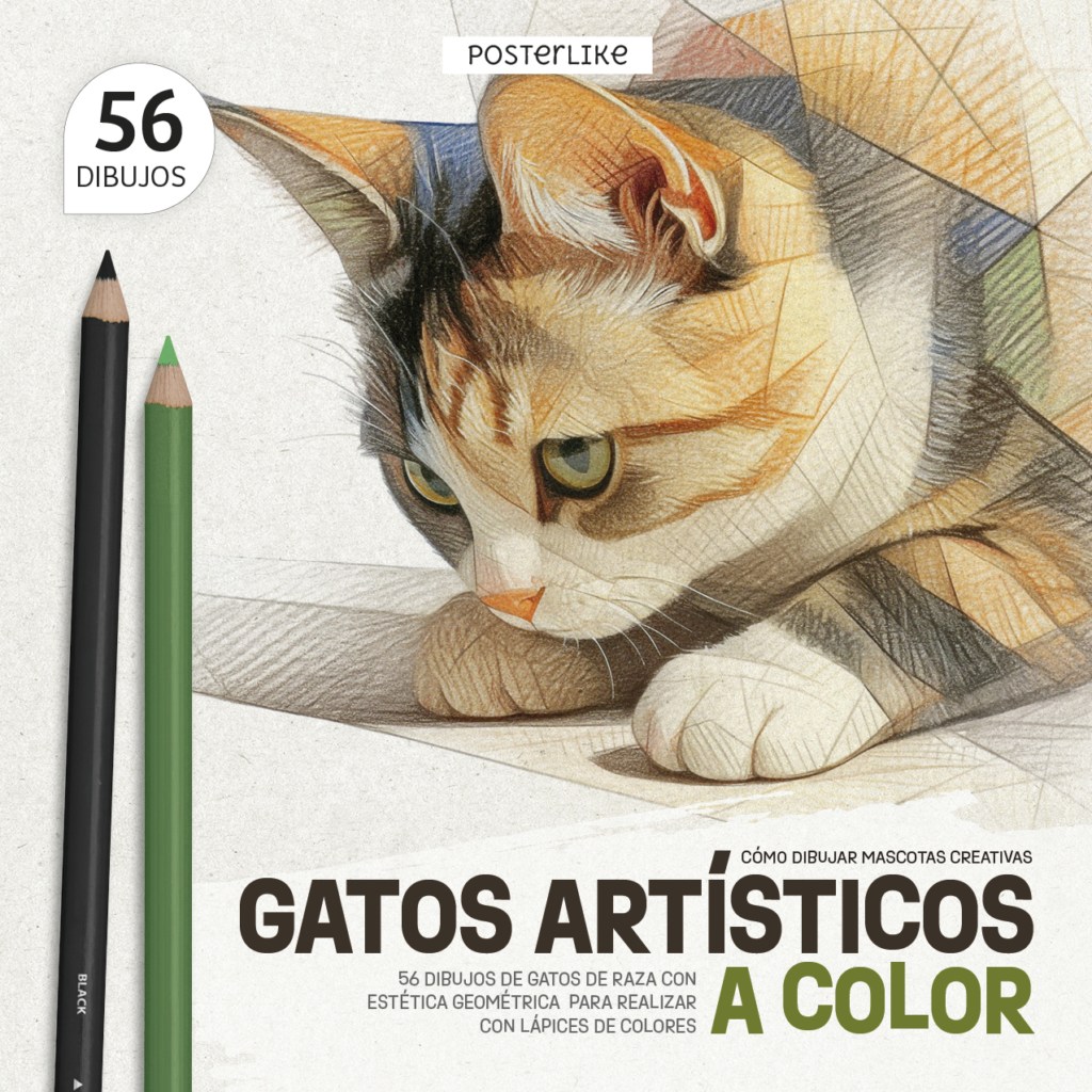 Portada del libro Gatos Artísticos a Color de Posterlike Editions.