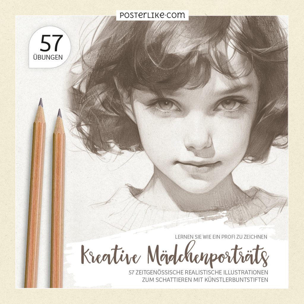 Cover des Buches ‚Kreative Mädchenporträts‘ mit 57 Illustrationen für realistische Porträts