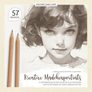 Cover des Buches ‚Kreative Mädchenporträts‘ mit 57 Illustrationen für realistische Porträts