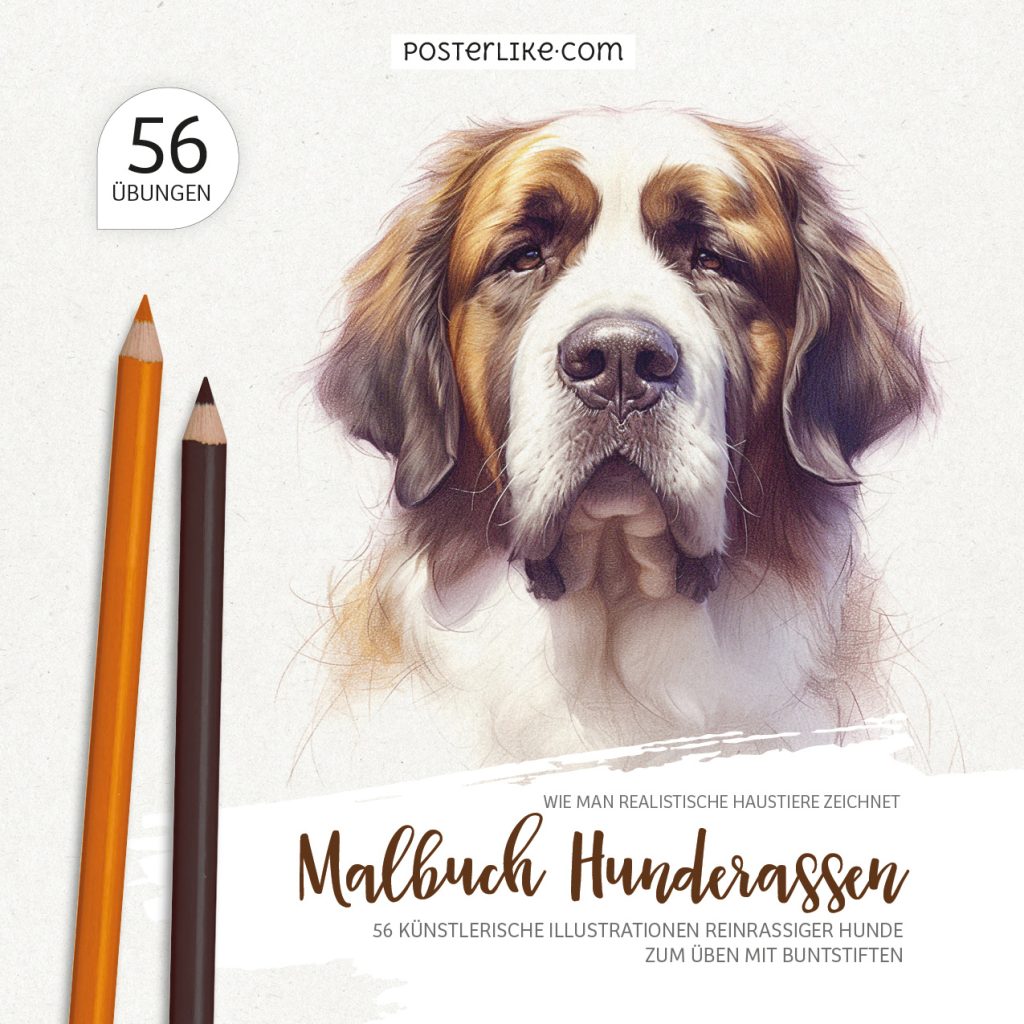 Cover von ‚Malbuch Hunderassen‘ – Ein Zeichenbuch mit Illustrationen von reinrassigen Hunden