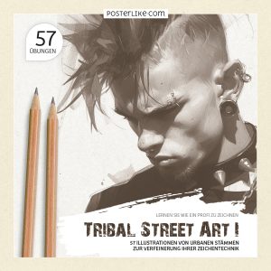 Cover des Buches ‚Tribal Street Art I‘ aus der Serie ‚Zeichne wie ein Pro‘ mit urbanen Charakteren aus Subkulturen wie Gothic, Punk und Skater