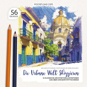Cover des Buchs ‚Die Urbane Welt Skizzieren‘ – Urban Sketching mit Farbstiften