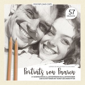 Cover des Buches ‚Porträts von Paaren‘ mit 57 Illustrationen zum Schattieren