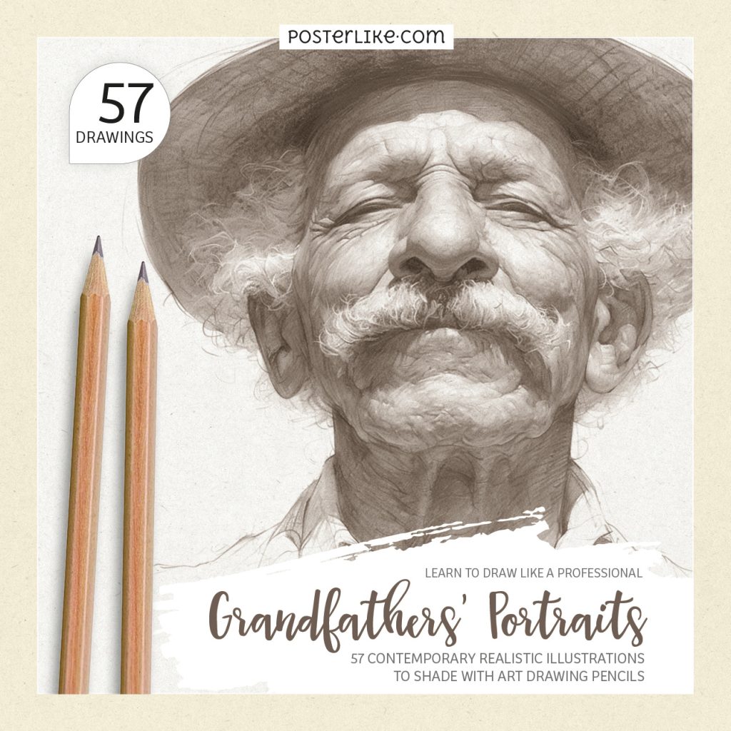 Cover of the book 'Learn to Draw Like a Professional: Grandfathers’ Portraits' by Posterlike Editions