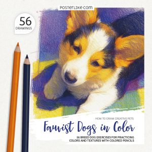 Cover of the book 'How to Draw Creative Pets: Fauvist Dogs in Color' by Posterlike Editions.