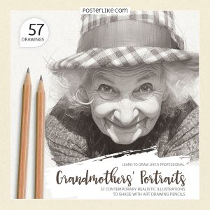 Cover of the book 'Learn to Draw Like a Professional: Grandmothers’ Portraits' by Posterlike Editions.