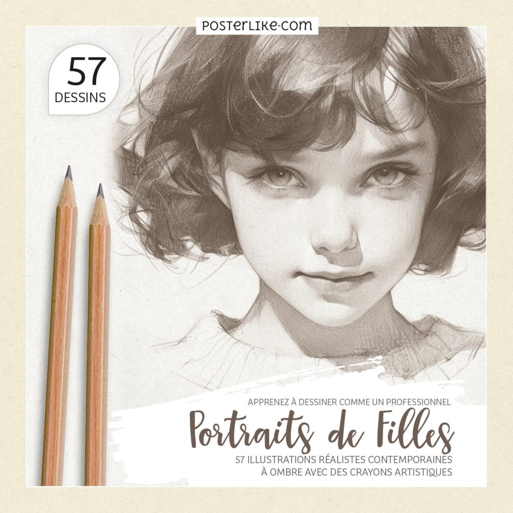 Couverture du livre 'Apprenez à Dessiner comme un Professionnel : Portraits de Filles' par Posterlike Editions.