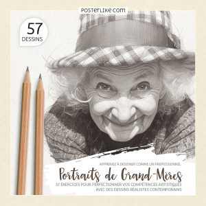 Couverture du livre 'Apprenez à Dessiner comme un Professionnel : Portraits de Grand-Mères' par Posterlike Editions.