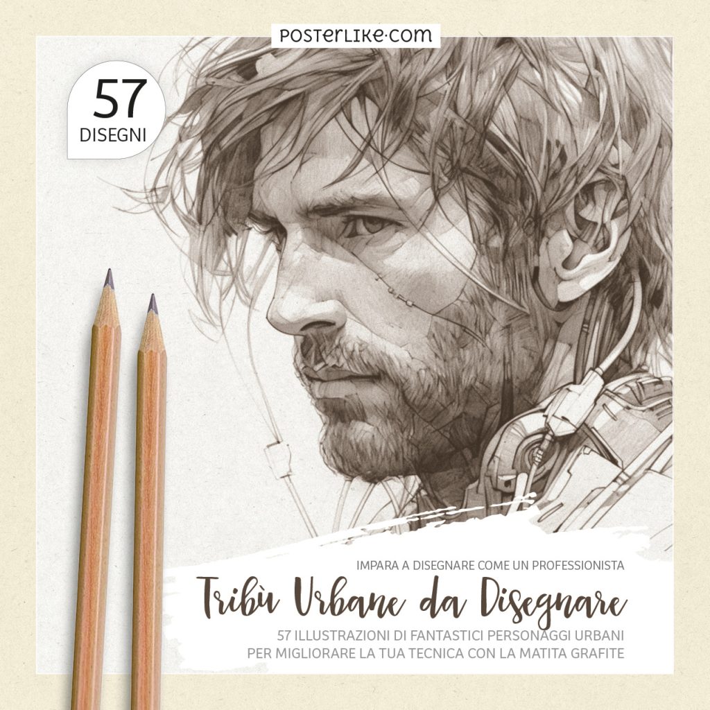 Copertina di 'Tribù Urbane da Disegnare' – Libro di esercizi per imparare a disegnare personaggi urbani con matite di grafite.