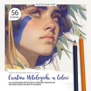 Copertina del libro 'Creature Mitologiche a Colori' – Illustrazioni artistiche per esercizi di colorazione.