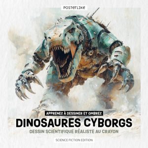 Apprenez à dessiner et à ombrer des dinosaures cyborgs : dessin au crayon scientifique réaliste