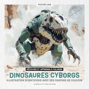 Découvrez et apprenez à colorier les dinosaures cyborgs : illustration scientifique aux crayons de couleur
