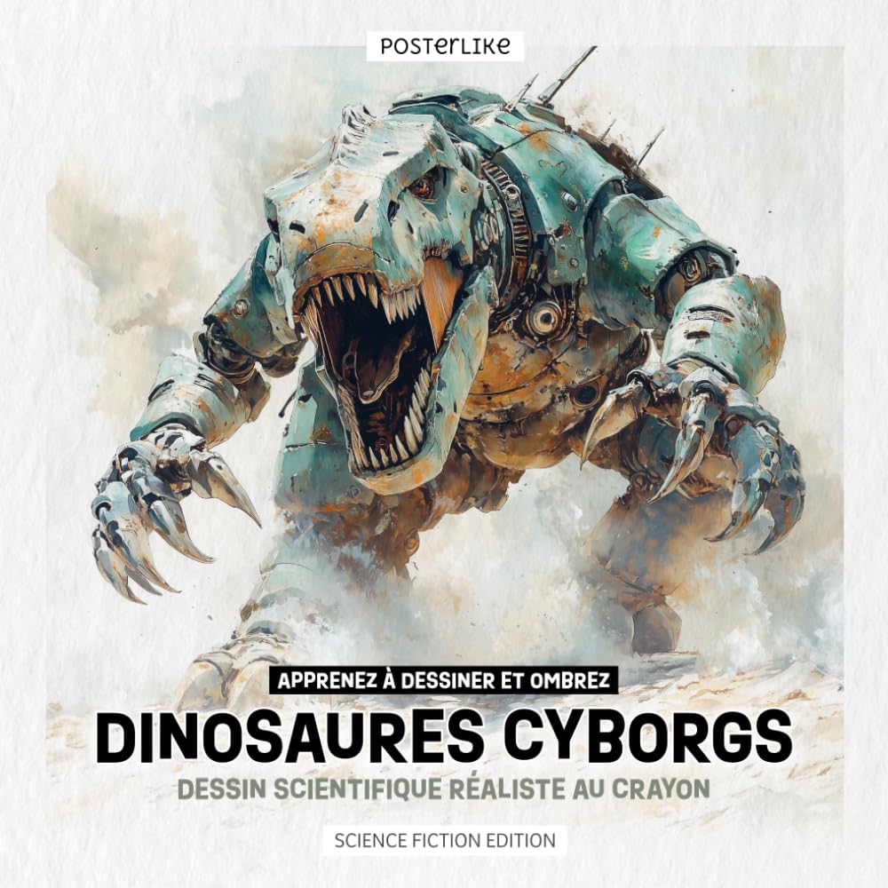Apprenez à dessiner et à ombrer des dinosaures cyborgs : dessin au crayon scientifique réaliste