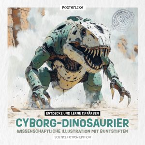 Entdecken und lernen Sie, Cyborg-Dinosaurier auszumalen: Wissenschaftliche Illustration mit Buntstiften
