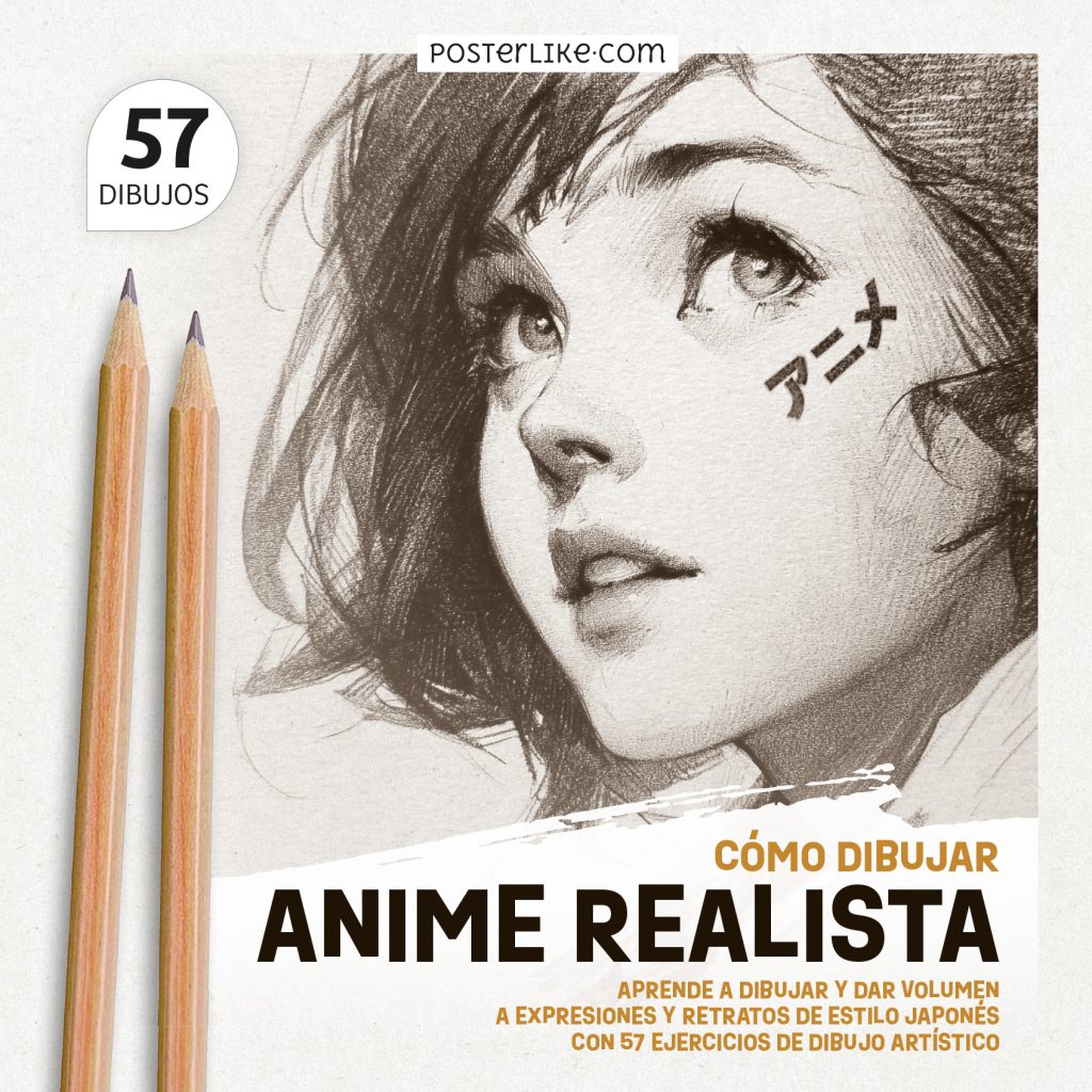 Cómo dibujar anime realista, retrato 3D a lápiz, sombreado manga, dibujo artístico japonés. Posterlike
