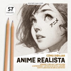 Cómo dibujar anime realista, retrato 3D a lápiz, sombreado manga, dibujo artístico japonés. Posterlike