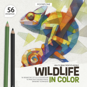 Cover of the book 'How to Draw Creative Animals: Wildlife in Color' by Posterlike Editions.