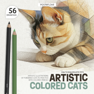 Portada del libro Gatos Artísticos a Color de Posterlike Editions.