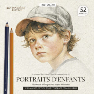 Aprende a colorear como un profesional retratos de niños. Ilustración artística con Lápiz de color