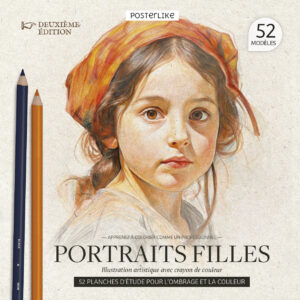 Aprende a colorear como un profesional retratos de niñas. Ilustración artística con Lápiz de color