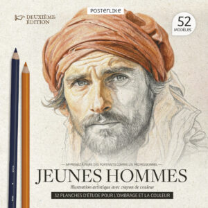 Aprende a retratar como un profesional Hombres jóvenes. Ilustración artística con Lápiz de color